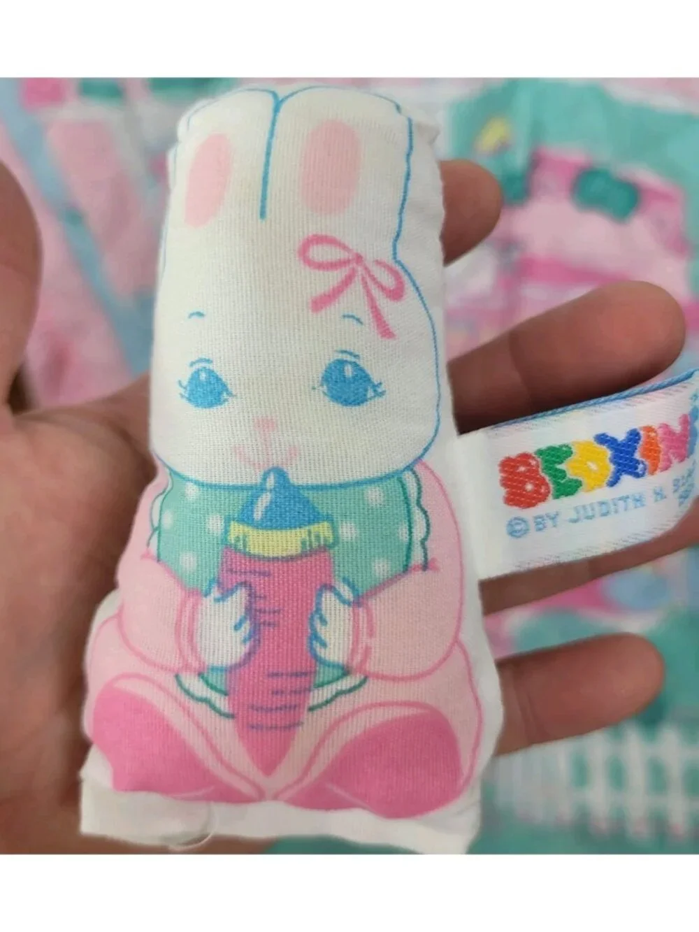 Vintage Bedkins Girls Ruffle Twin Comforter Coverlet Pink Plush Bunny Dollhouse